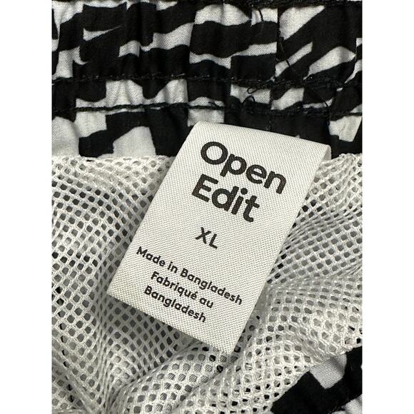 Open Edit Volley Swim Trunks Elastic Waistband Built-In Mesh Black/White XL NWT - Picture 8 of 8